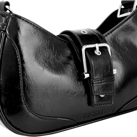 Elegant Vegan Leather Shoulder Bag: Compact & Stylish with Y2K Studded Details - Picture 8 of 9